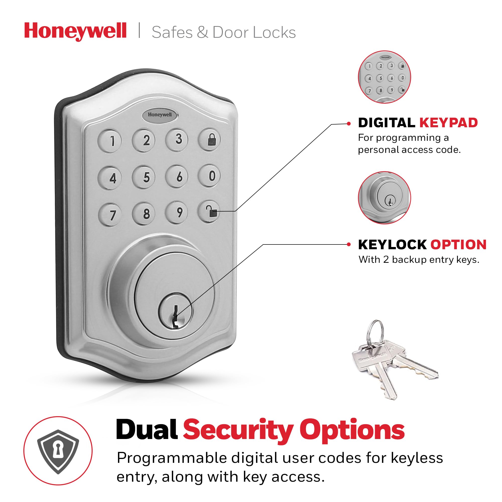 Foto 5 pulgar | Cerradura De Puerta Honeywell, Entrada Sin Llave, Cerrojo Electrónico Inteligente - Venta Internacional.