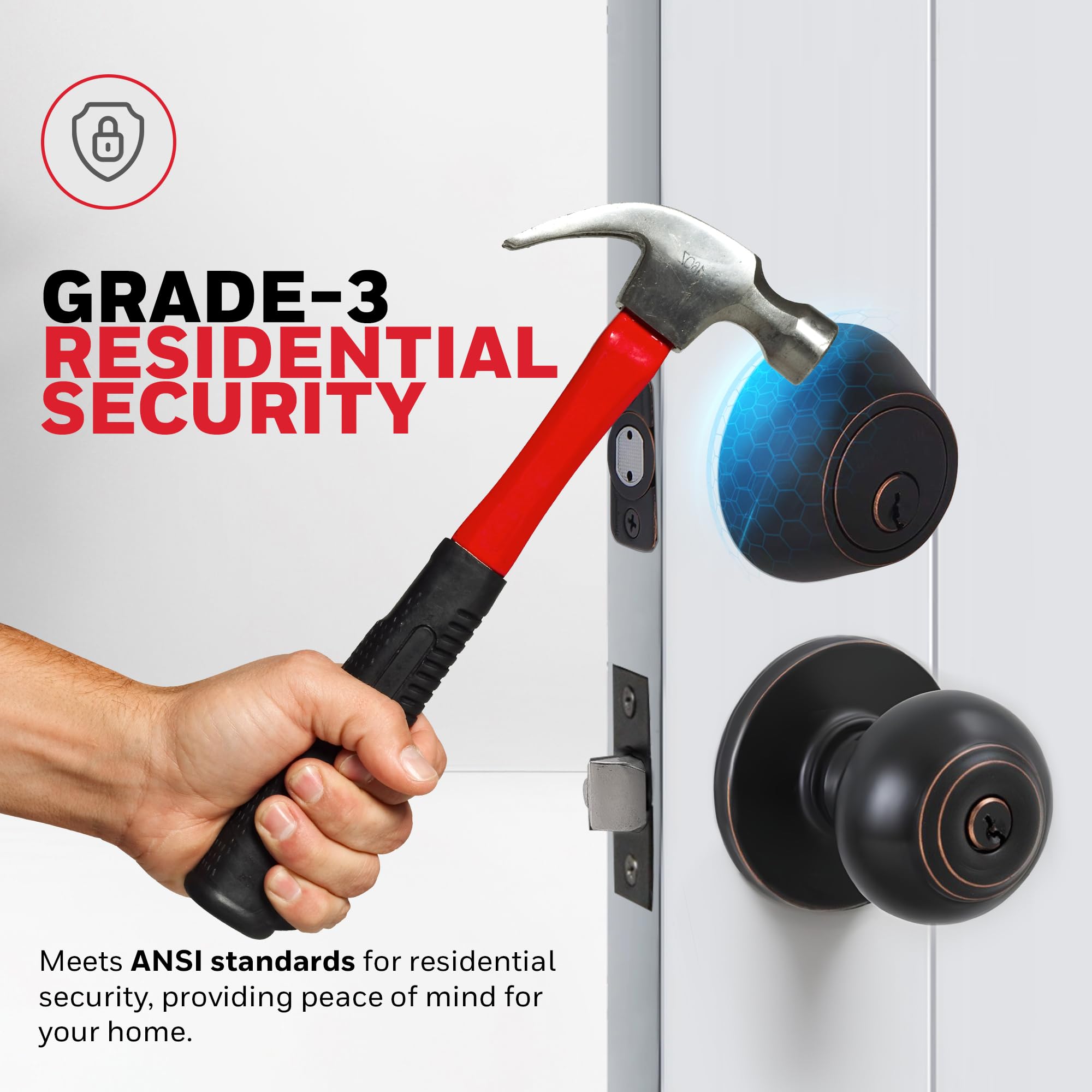 Foto 5 pulgar | Juego De Cerraduras De Puerta Honeywell, Paquete De 2 Pomos De Entrada Con Cerrojo, Color Bronce - Venta Internacional.