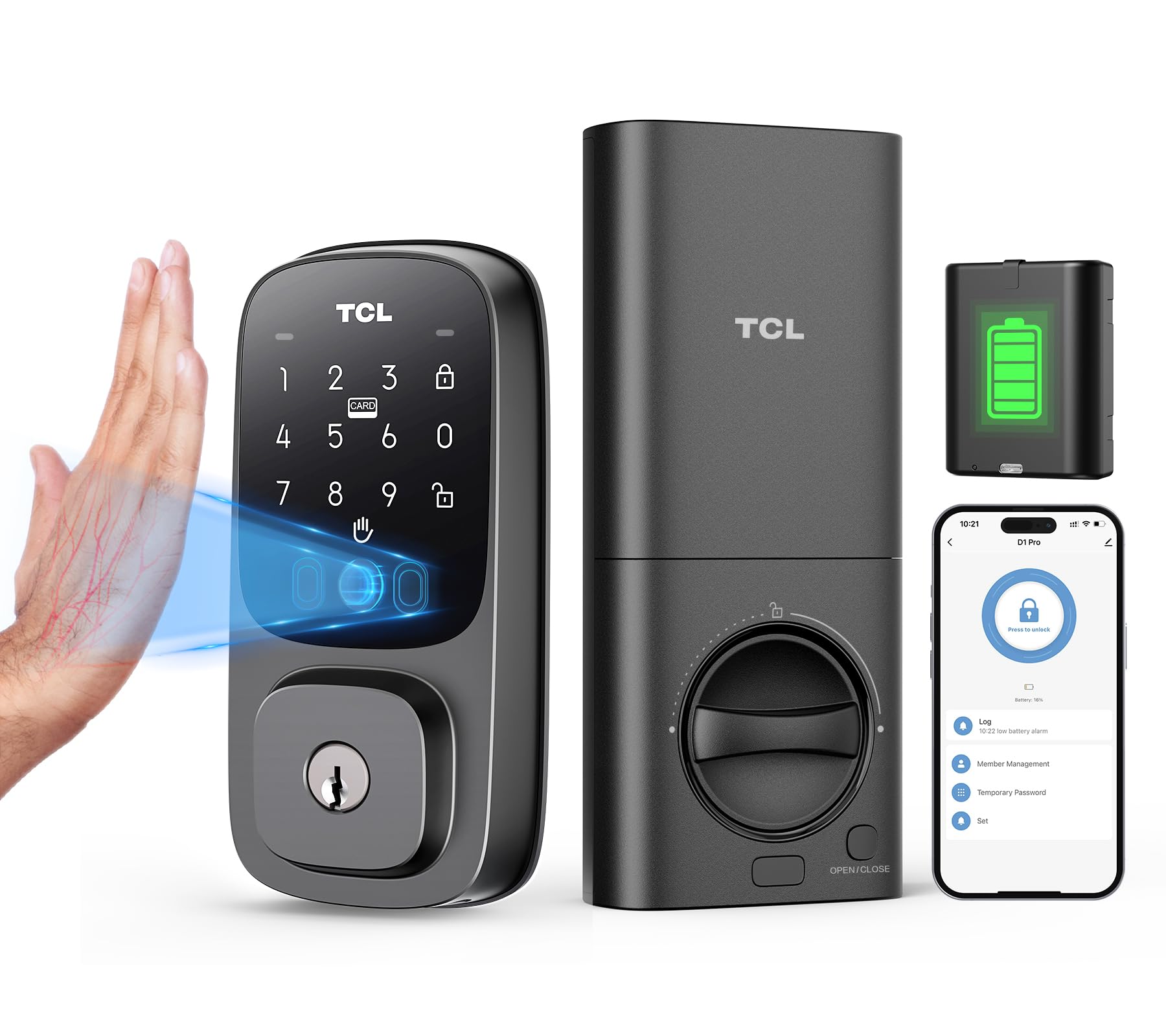 Cerradura Smart Lock Tcl D1 Pro Palm Vein Para Puerta De Entrada Sin Llave - Venta Internacional.