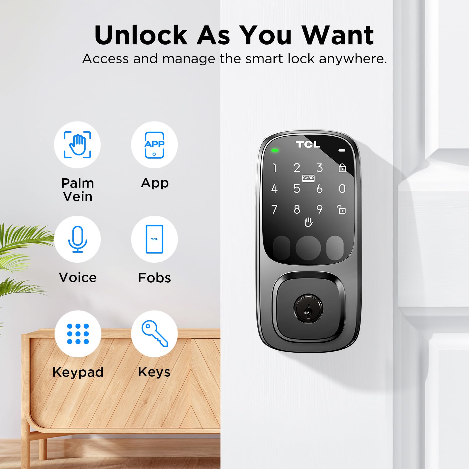 Foto 6 pulgar | Cerradura Smart Lock Tcl D1 Pro Palm Vein Para Puerta De Entrada Sin Llave - Venta Internacional.