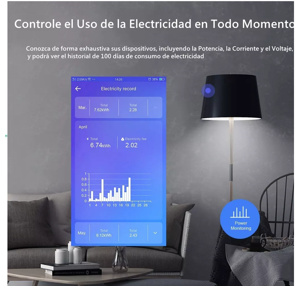 Foto 4 | Enchufe Inteligente Wifi Control Voz 15a Contacto Blanco