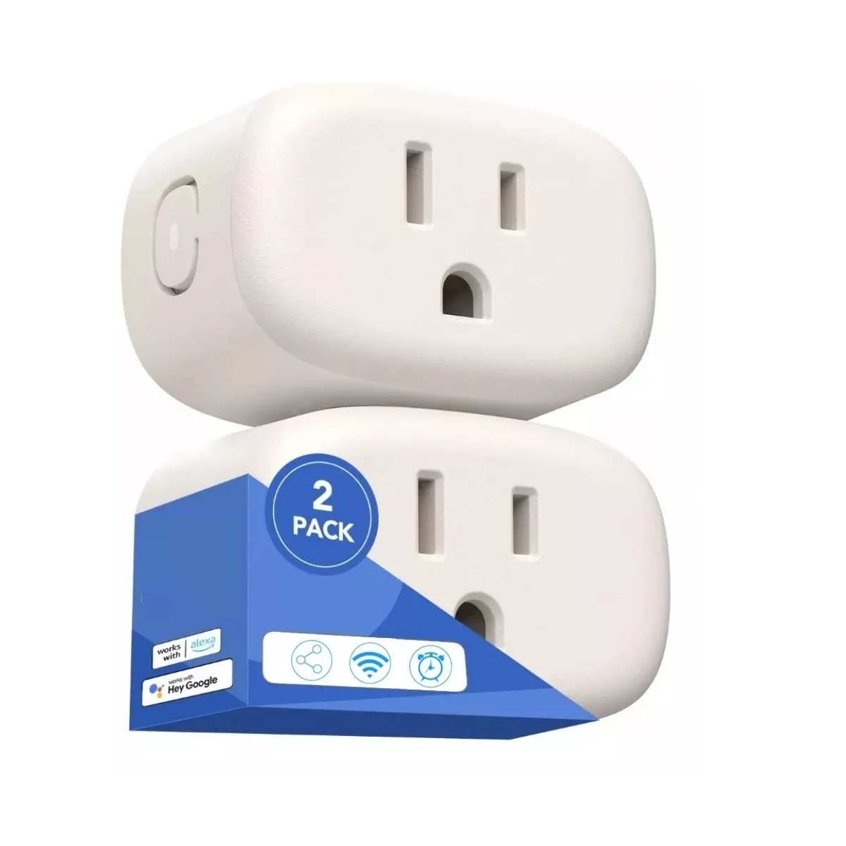 Foto 2 pulgar | Par Enchufes Inteligentes Wifi Mini Smart Plug Alexa Eo Safe Imports Esi-10081 Blanco