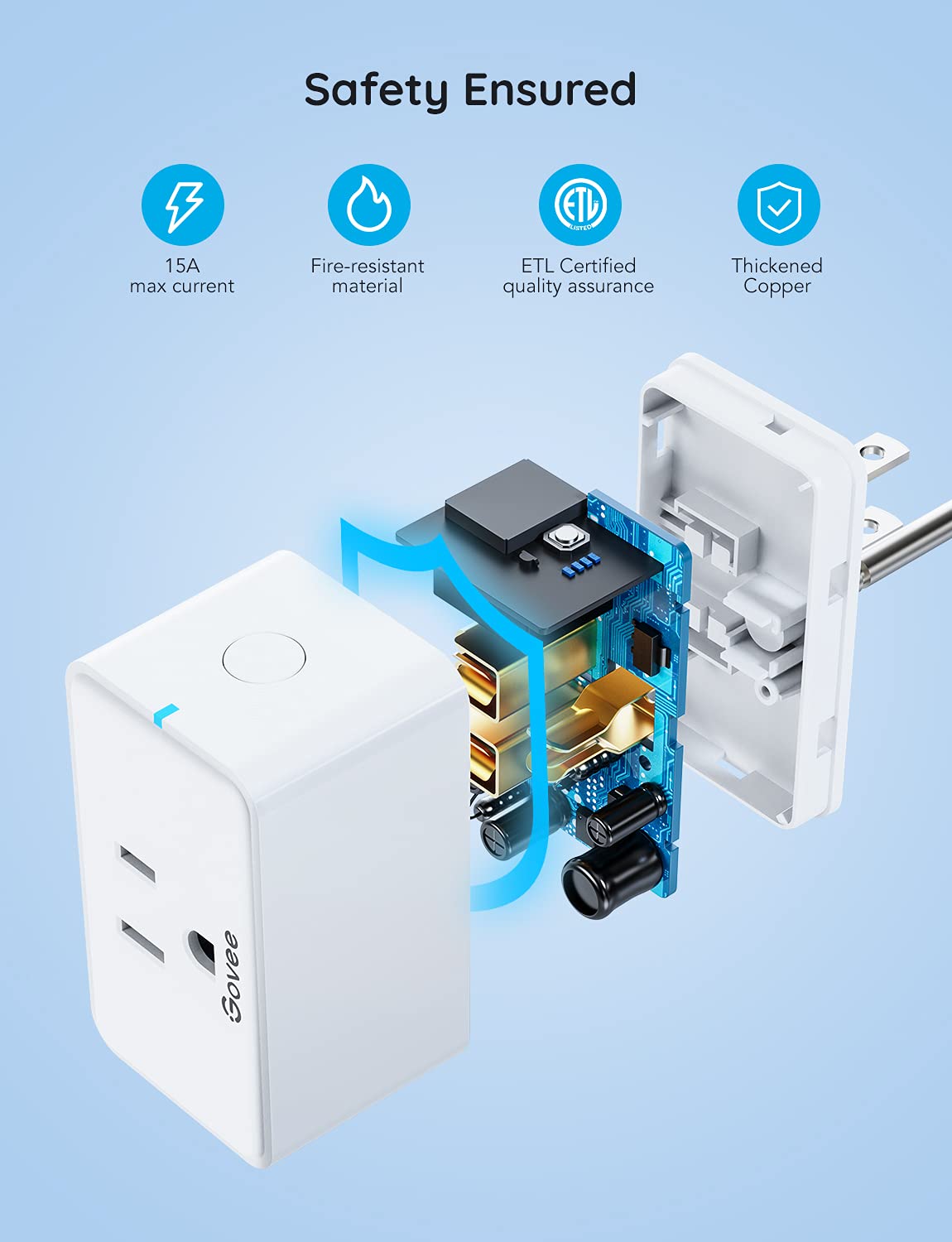 Foto 4 | Enchufe Inteligente Govee, 15 A, Wifi Y Bluetooth, Funciona Con Alexa, Paquete De 1 - Venta Internacional.