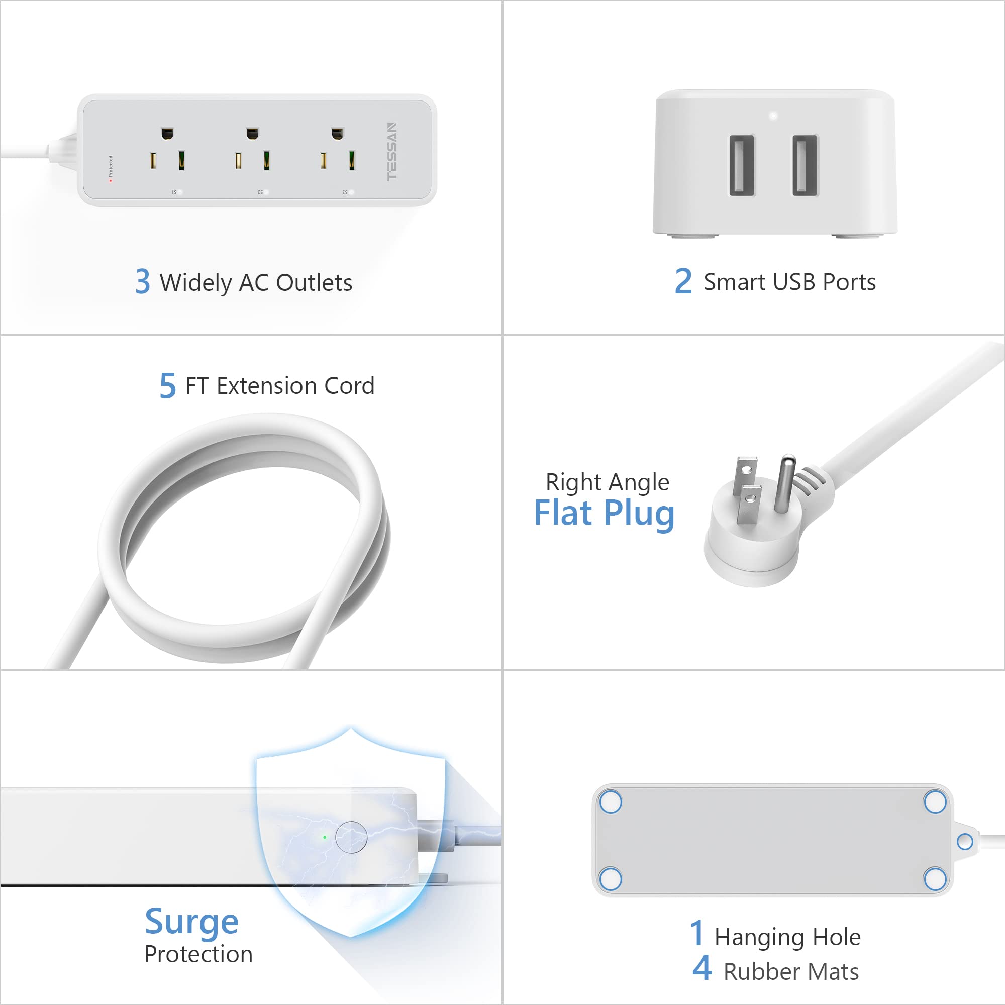 Foto 7 pulgar | Protector Contra Sobretensiones Wifi Smart Power Strip Tessan 900j Con 3 Enchufes - Venta Internacional.
