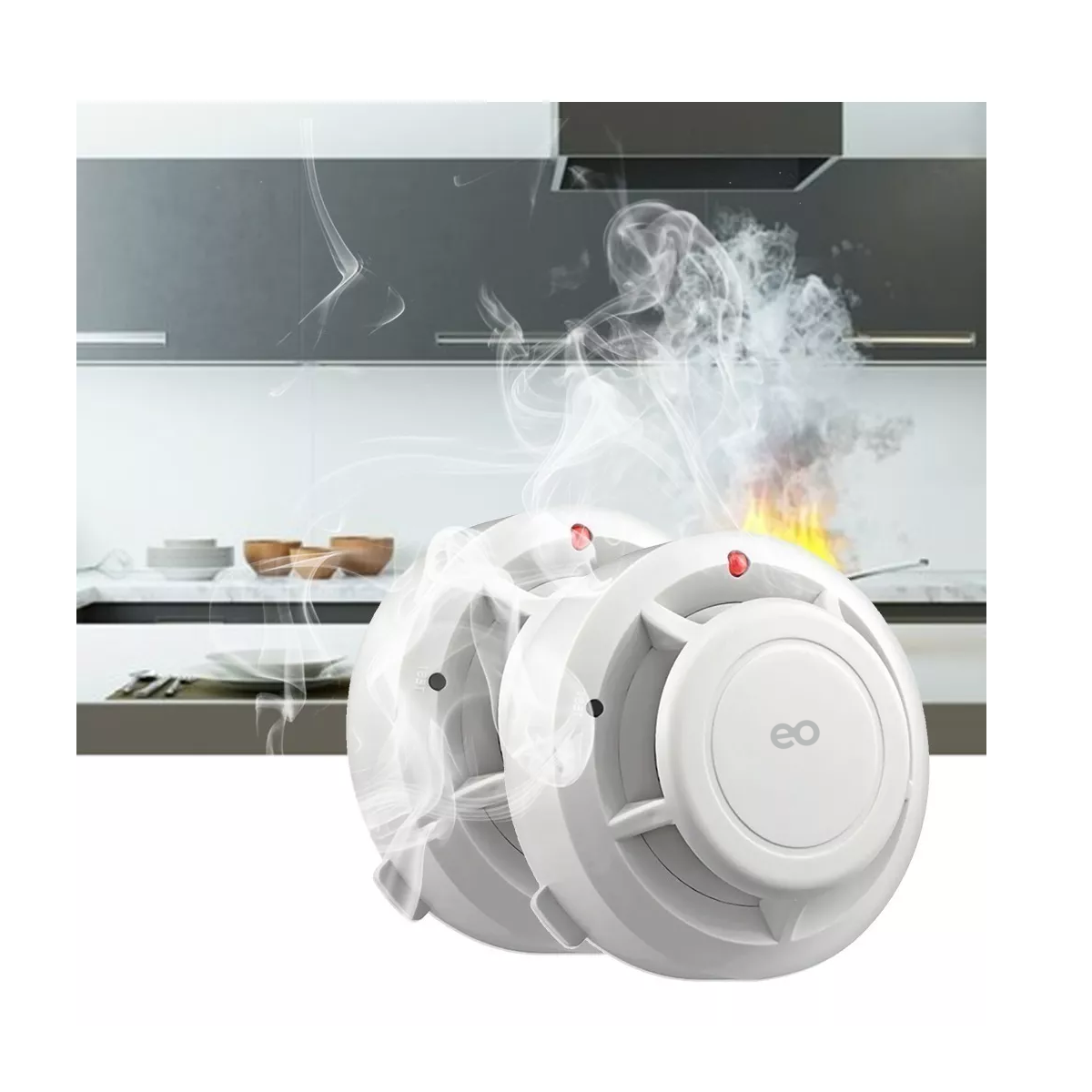 Foto 4 pulgar | Set Detector De Humo Con Alta Cobertura Y Alarma Con Sonido 2pcs Eo Safe Imports Esi-7806-1 Blanco