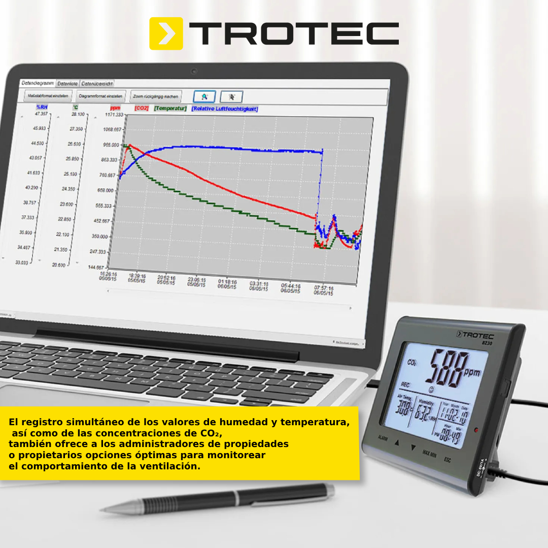 Foto 3 | Registrador De Datos De Calidad Del Aire  Co2 Multifuncional Trotec Bz30