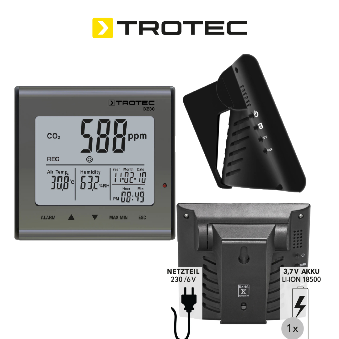 Foto 6 pulgar | Registrador De Datos De Calidad Del Aire  Co2 Multifuncional Trotec Bz30