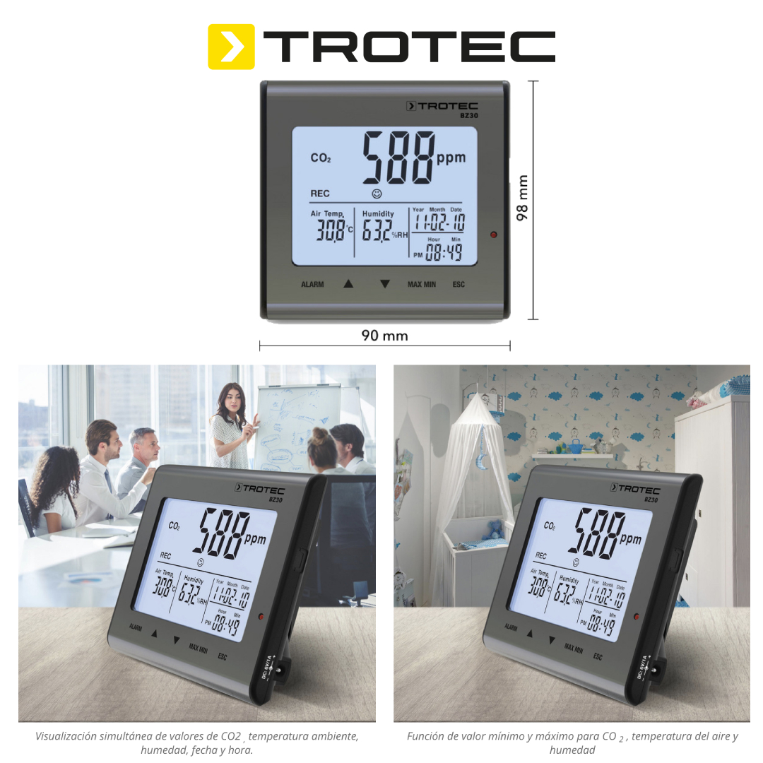 Foto 7 pulgar | Registrador De Datos De Calidad Del Aire  Co2 Multifuncional Trotec Bz30