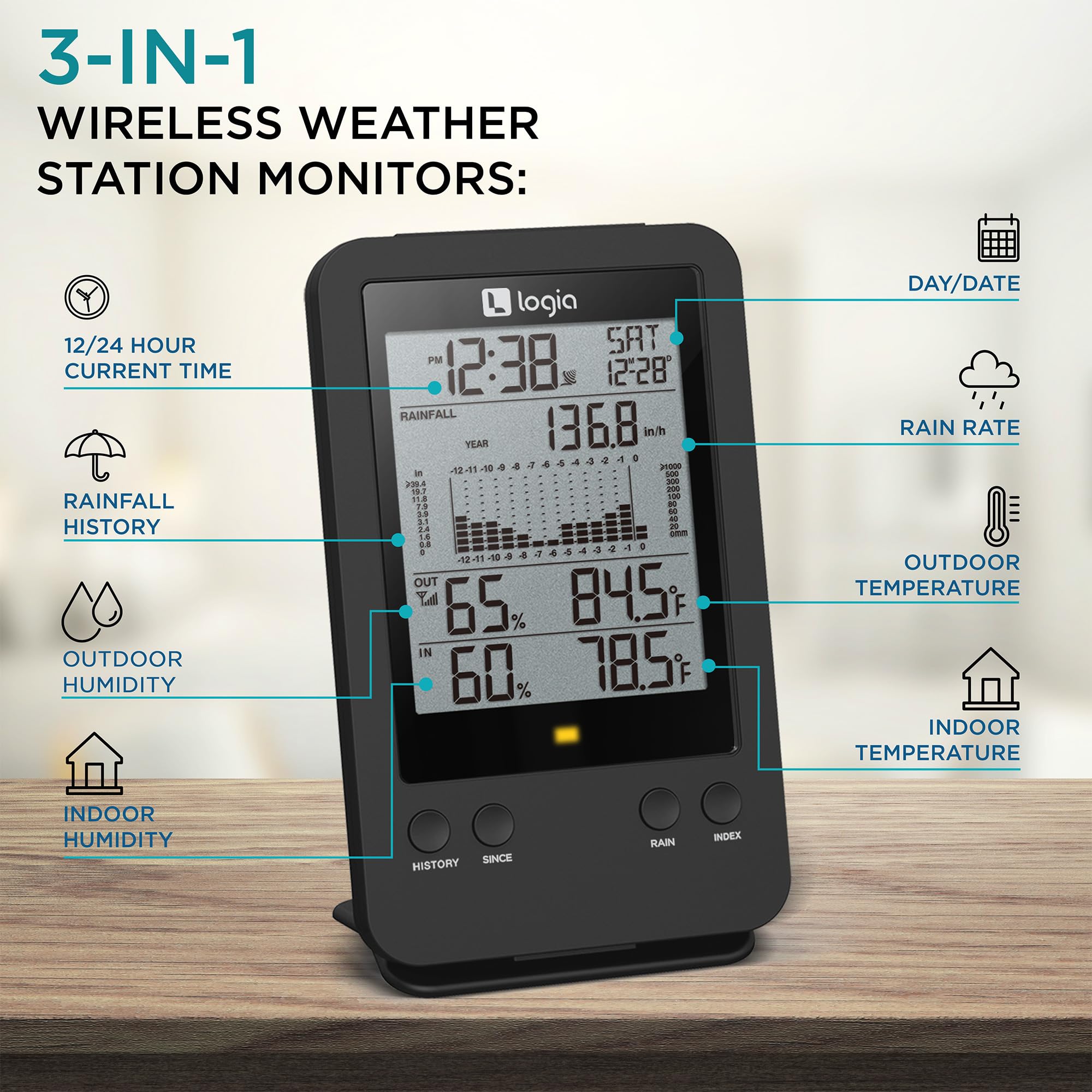 Foto 4 pulgar | Pluviómetro 3 en 1 Weather Station Logia - Venta Internacional
