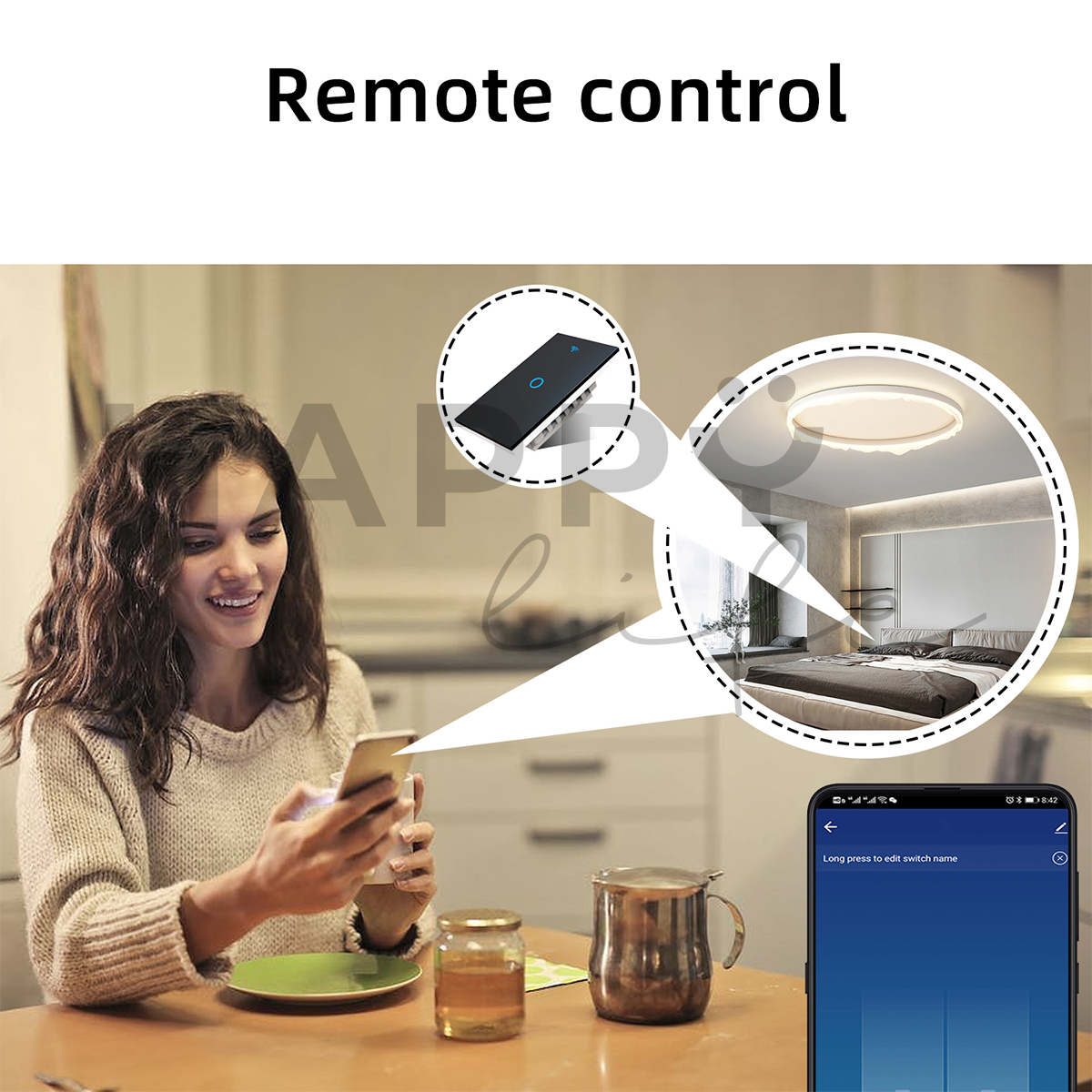 Foto 5 pulgar | Interruptor Inteligente Wifi HAPPY LIFE 2 Vías Compatible Alexa y Google Home Blanco