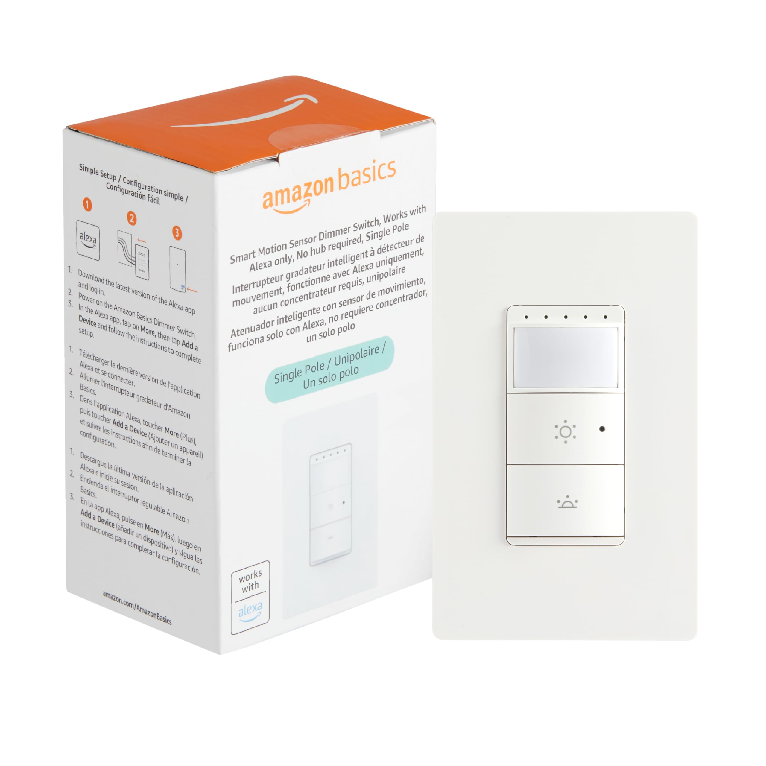 Foto 1 | Interruptor Regulador de Intensidad Inteligente con Sensor de Movimiento Amazon Basics Blanco - Venta Internacional