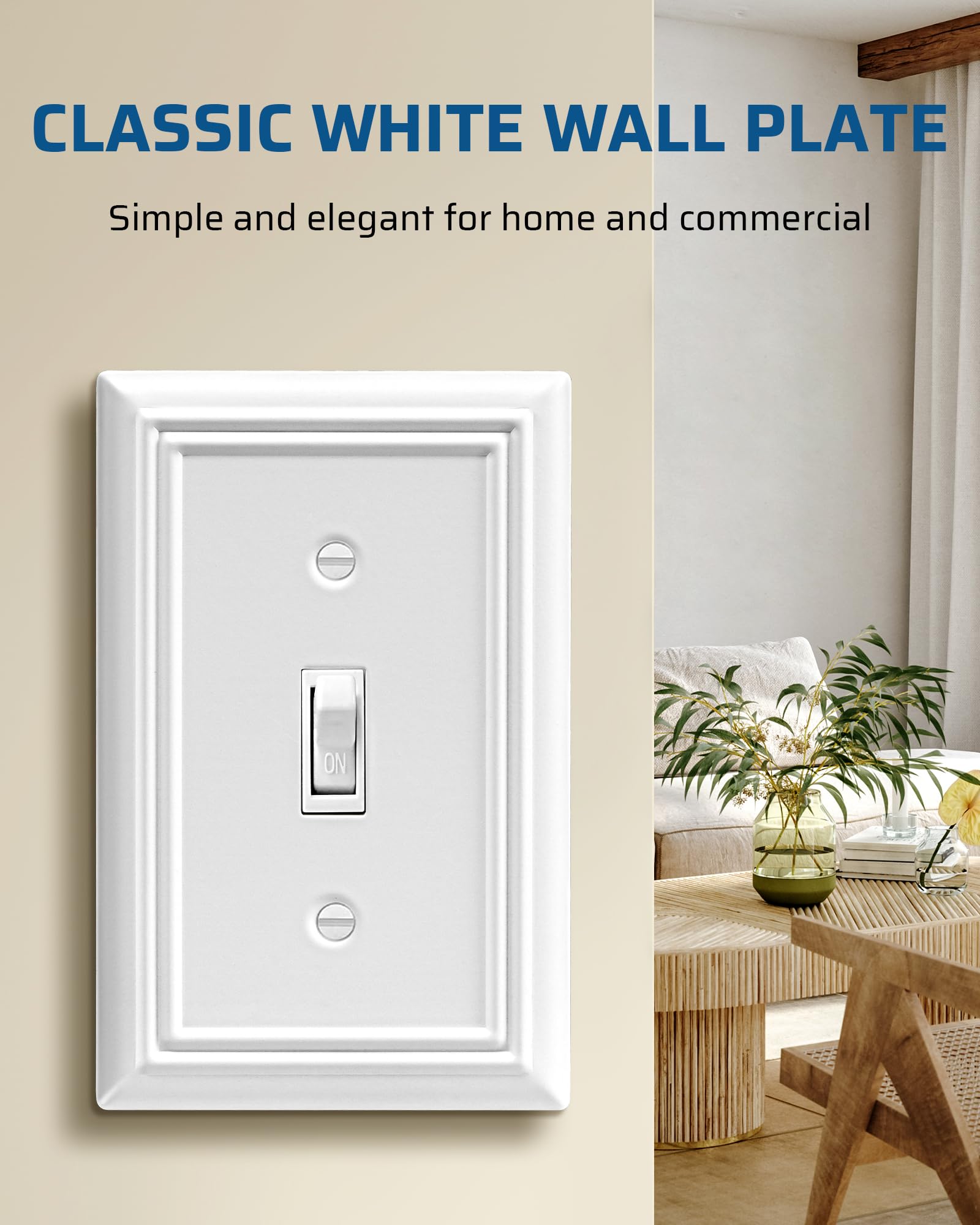 Foto 2 | Placa De Interruptor Dewenwils, Placa De Pared Giratoria De 1 Elemento, Blanca - Venta Internacional.