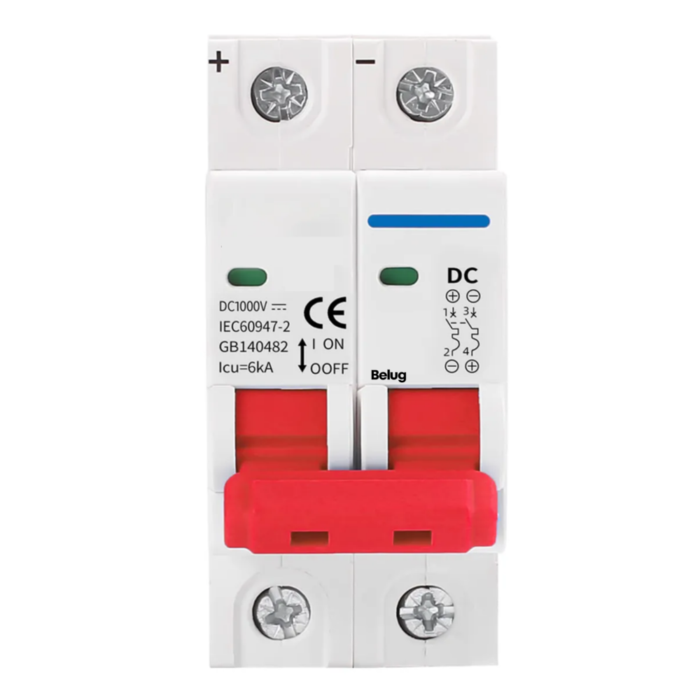 Foto 2 pulgar | 2p Interruptor Termomagnético Dc 1000v Solar Fotovoltaico Belug  Blanco Rojo
