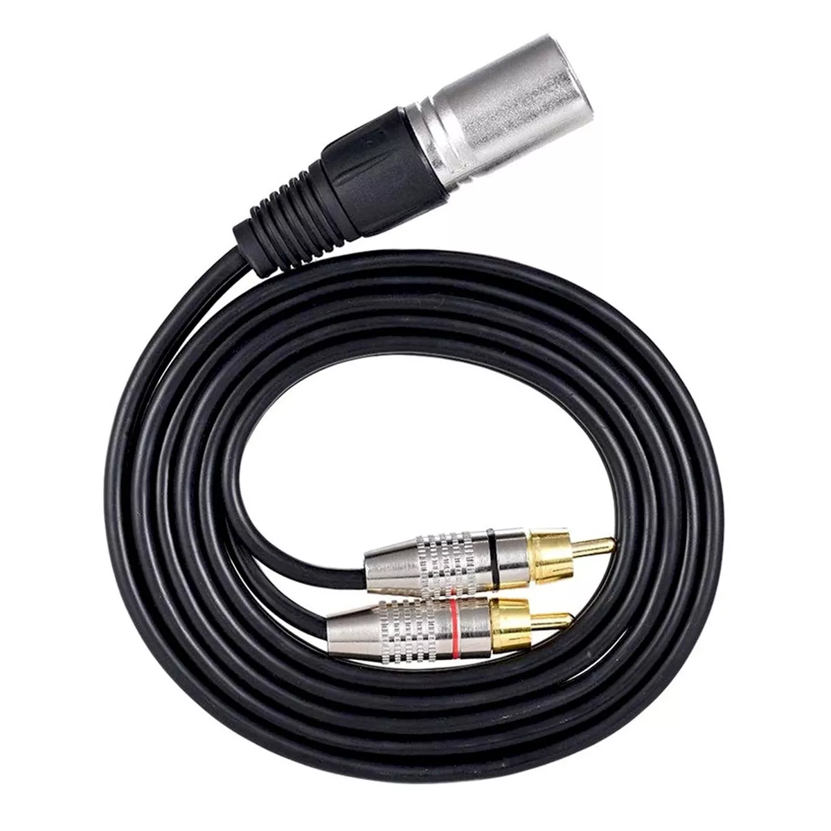 Cable Conector De Audio Estéreo 1 Xlr Macho A 2 Rca Macho Eo Safe Imports Esi-13912 Negro