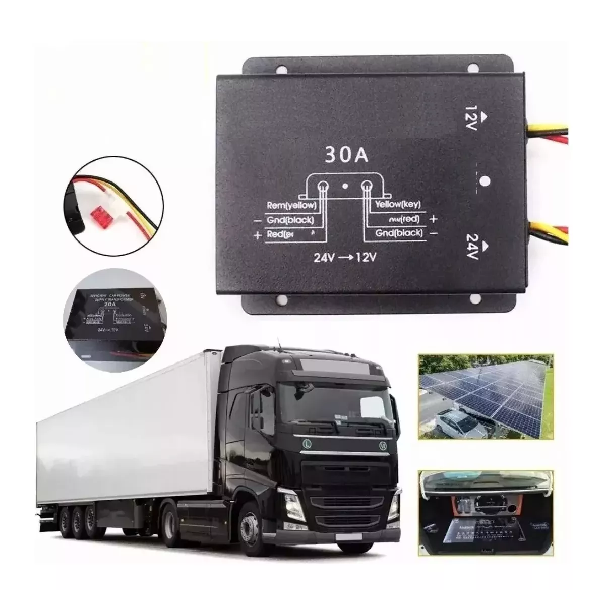 Foto 3 pulgar | Convertidor Inversor De Voltaje De 24 V A 12 V Transformador Eo Safe Imports Esi-13913 Negro