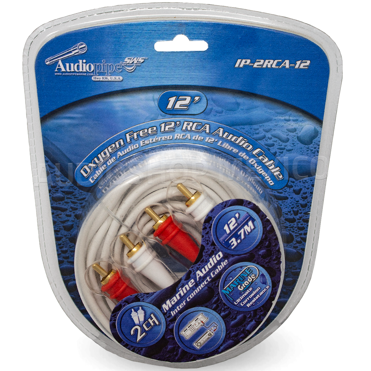 Cable Marino Rca Audiopipe Ip-2rca-12 365.76 Cm Libre De Oxígeno