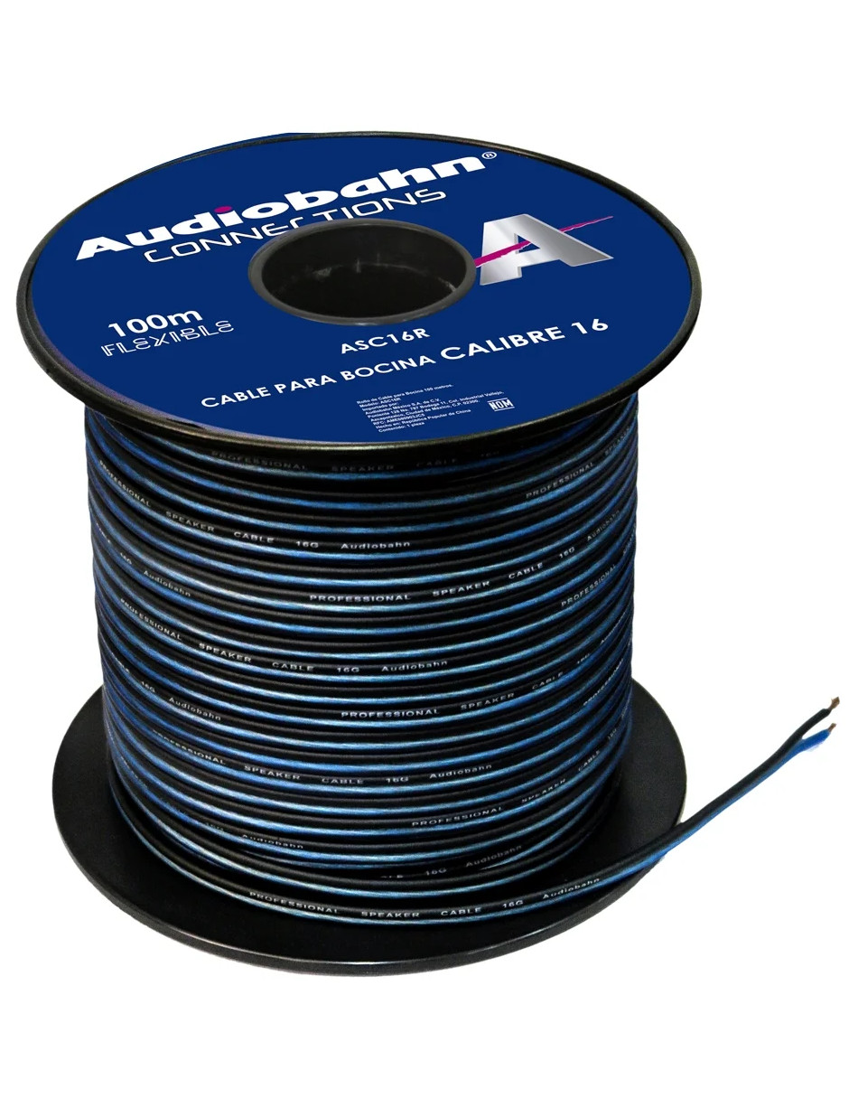 Rollo De Cable Para Bocinas Calibre 16 De 100m Audiobahn Asc16r