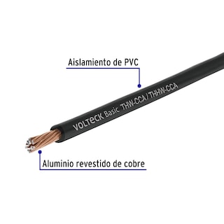 Foto 2 | Rollo De 100 Metros De Cable Thw Cca 8 Awg Volteck Cca8 Negro