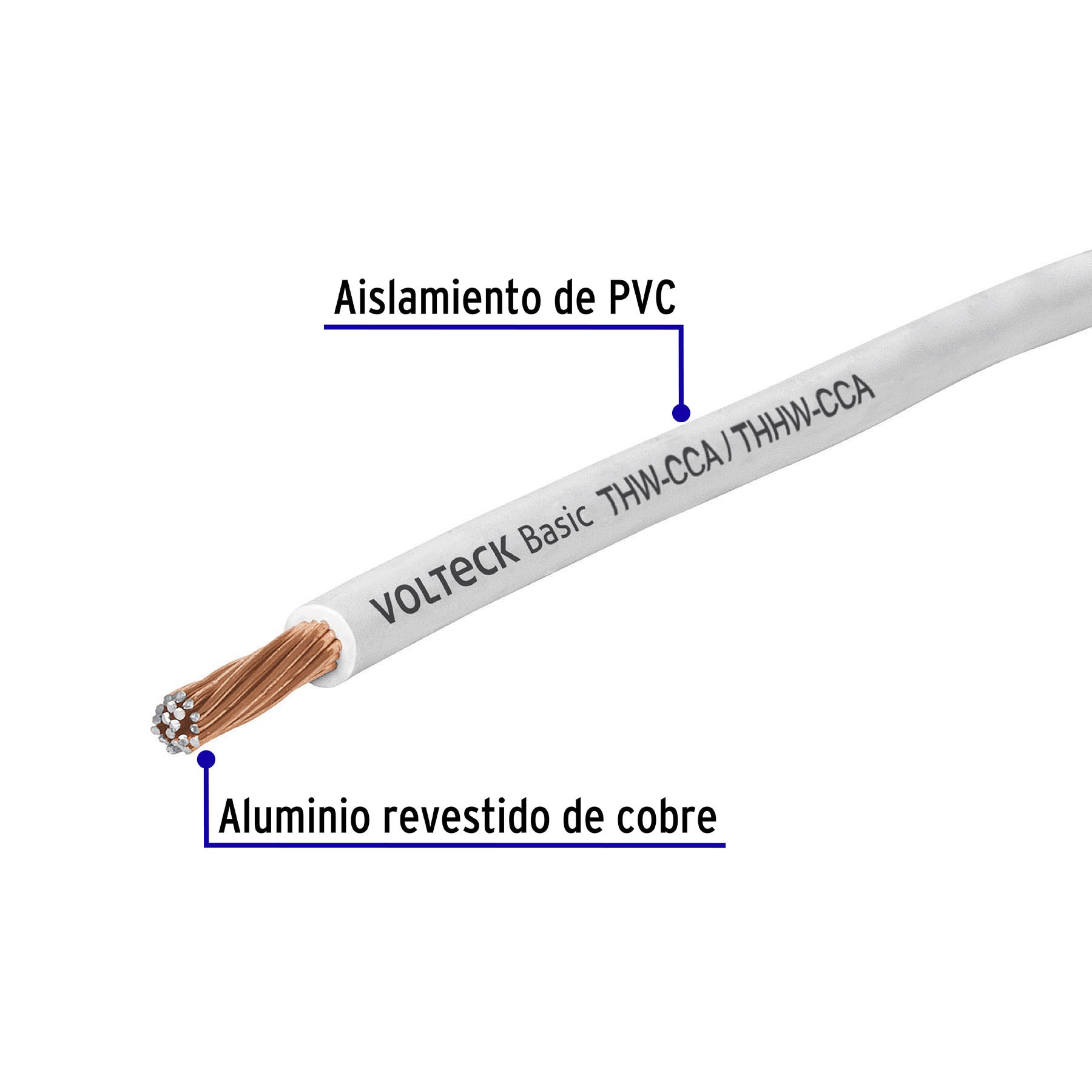 Foto 3 pulgar | Cable THW CCA 8 AWG Volteck CCA8B Blanco 100 m