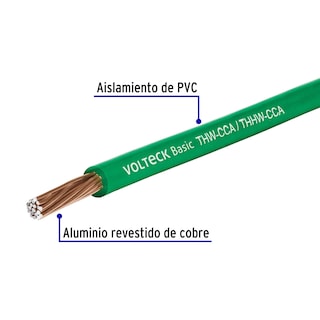 Foto 2 | Rollo De 100 Metros De Cable Volteck Cca8v Verde Thw Cca 8 Awg