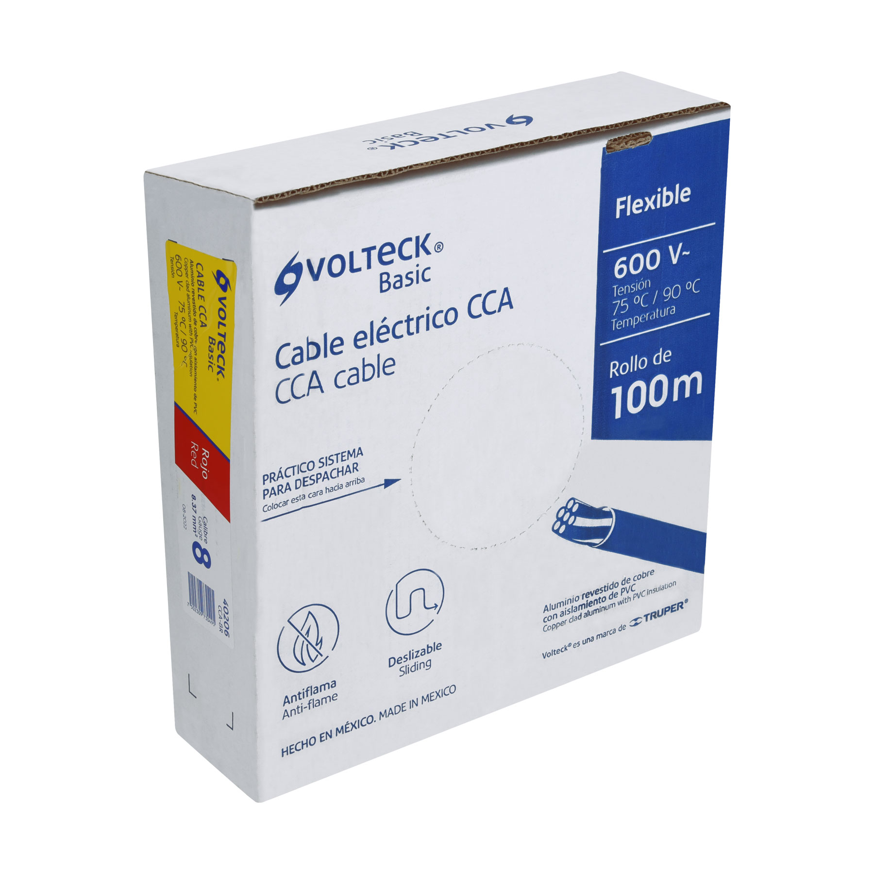 Foto 2 pulgar | Cable THW CCA 8 AWG 100 m  Rojo Volteck