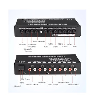 Foto 2 | Ecualizador para Auto Ajustable 7 Bandas Eq Ecualizador 12v Negro