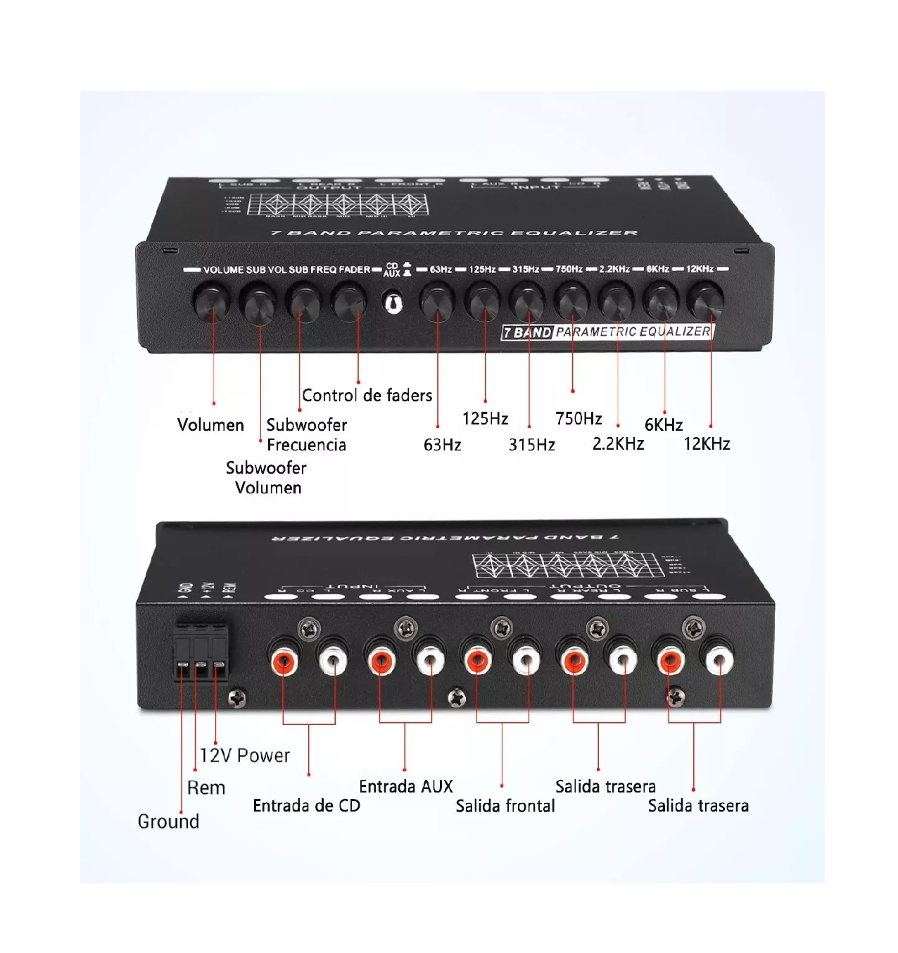 Foto 3 pulgar | Ecualizador para Auto Ajustable 7 Bandas Eq Ecualizador 12v Negro