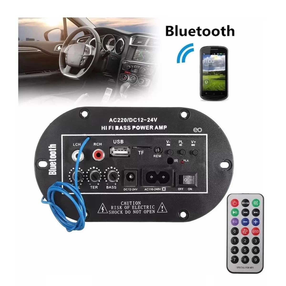 Foto 2 | Placa Amplificadora De Audio De Alta Fidelidad Con Bluetooth Eo Safe Importsesi-8594-1 Negro