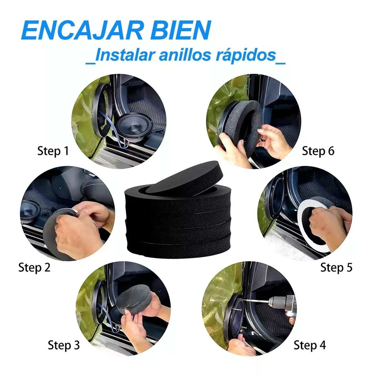 Foto 4 pulgar | Par de Anillo de Altavoz de Coche Insonorizante Eo Safe Imports ESI-12816 Negro