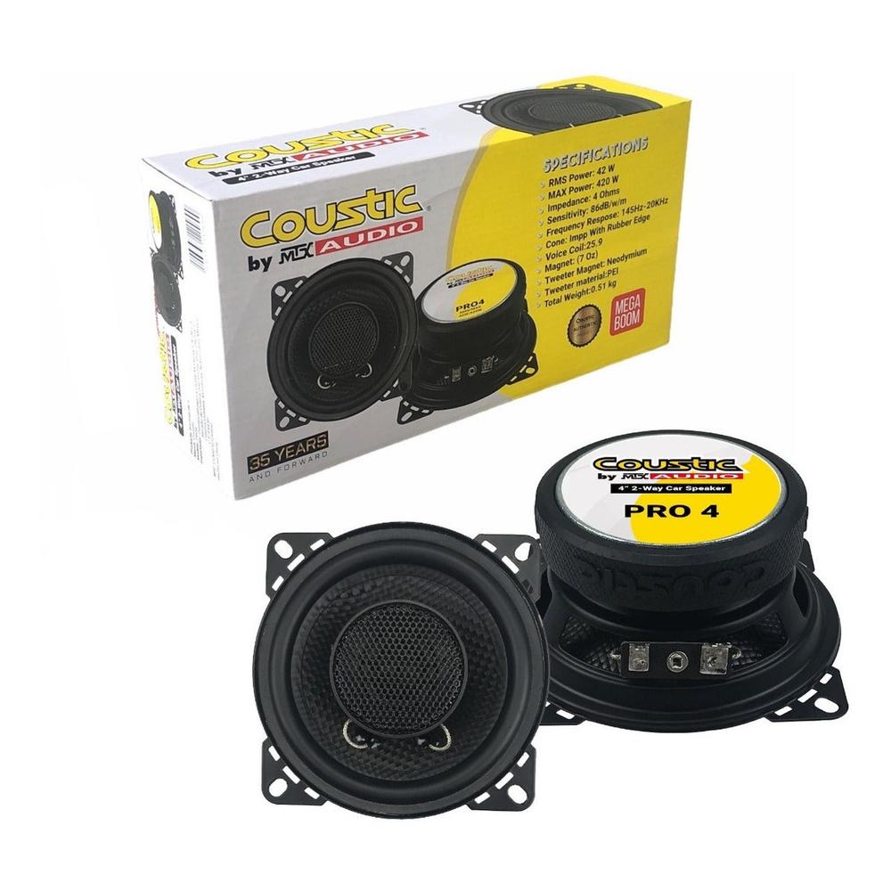 Bocinas Coaxiales Coustic Pro4 4 Pulgadas 420 Watts 4 Ohms 2 Vías