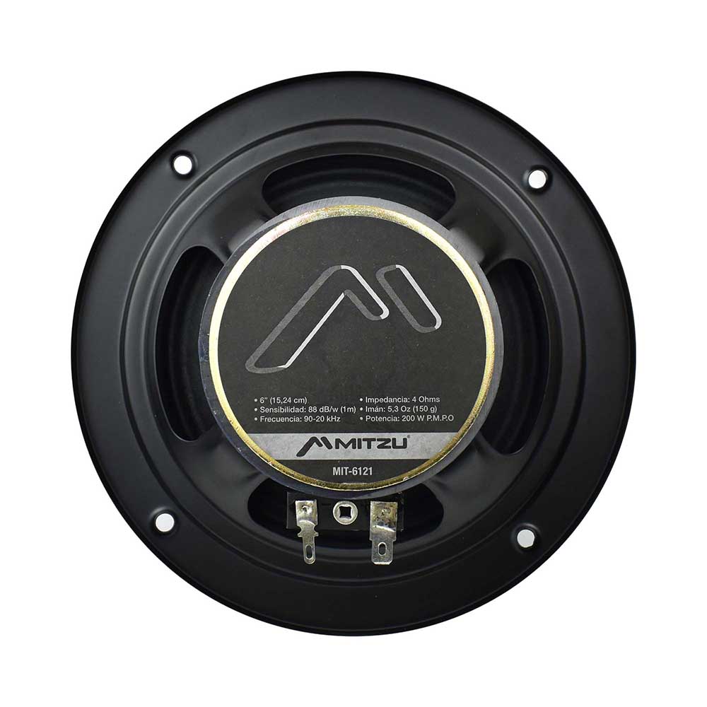 Foto 3 pulgar | Juego Bocinas para Auto 6 1/2 Mitzu MIT-6121 color Negro 200wpmpo 1 Vía