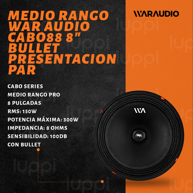 Foto 3 pulgar | Medio Rango War Audio Cabo88p 8 Pulgadas 300w 8 Ohms 1 Par