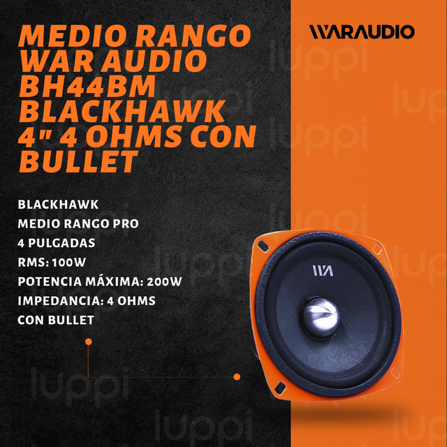 Foto 3 pulgar | Medio Rango War Audio  Bh44bm 4 Pulgadas 200w 4 Ohms 1 Par
