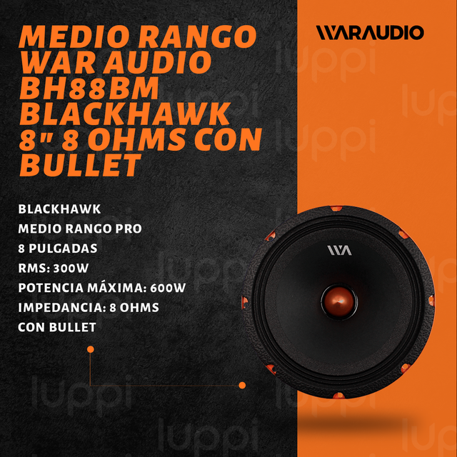 Foto 3 pulgar | Medio Rango War Audio Bh88bm 8 Pulgadas 600w 8 Ohms 1 Par
