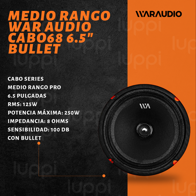 Foto 3 pulgar | Medio Rango War Audio Cabo68 6.5 Pulgadas 250w 8 Ohms 1 Par