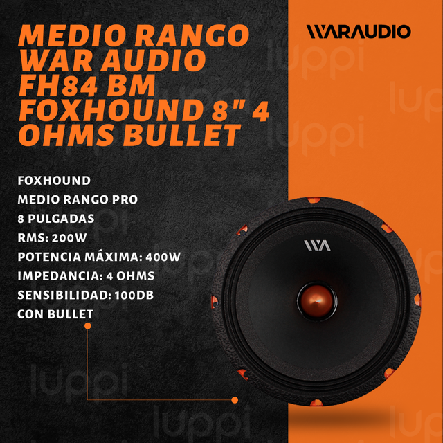 Foto 3 pulgar | Medio Rango War Audio Fh84bm 8 Pulgadas 400w 4 Ohms 1 Par