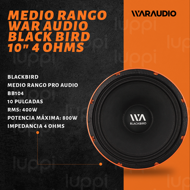 Foto 3 pulgar | Medio Rango War Audio Bb104 10 Pulgadas 800w 4 Ohms 1 Pieza