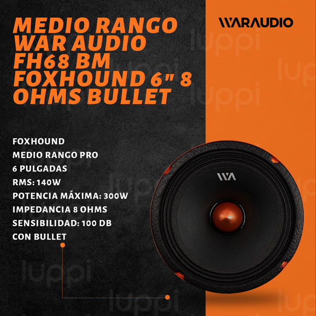Foto 3 pulgar | Bocinas War Audio Medio Rango Fh68bm 6.5" 300w 8 Ohms 1 Par