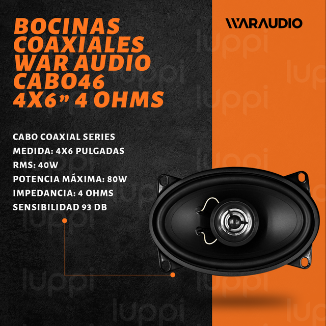 Foto 3 pulgar | Bocinas War Audio Cabo46 4x6 Pulgadas 80w para Auto 1 Par