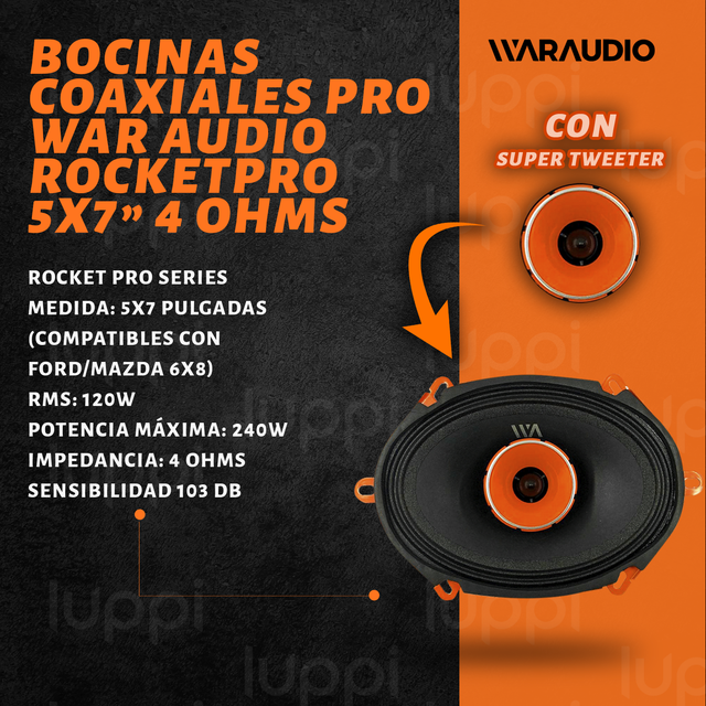 Foto 3 pulgar | Bocinas War Audio Rockpro57 5x7 Pulgadas 240w 6x8 Ford 1 Par