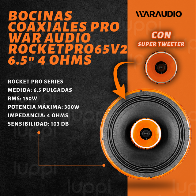 Foto 2 | Bocinas War Audio Rockpro65v2 6.5 Pulgada 300w para Auto Par