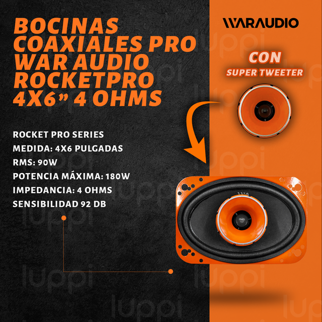 Foto 3 pulgar | Bocinas War Audio Rockpro46 4x6 Pulgadas 180w para Auto Par