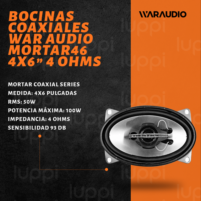 Foto 3 pulgar | War Audio Mortar46 Bocinas 4x6 Pulgadas 100w Para Auto 1 Par