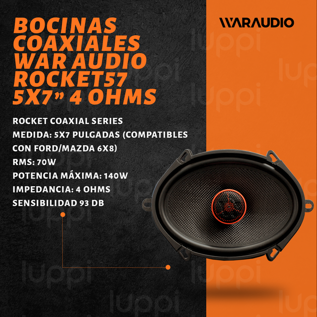 Foto 3 pulgar | Bocinas War Audio Rocket57 5x7'' 140w 6x8 Ford 1 Par