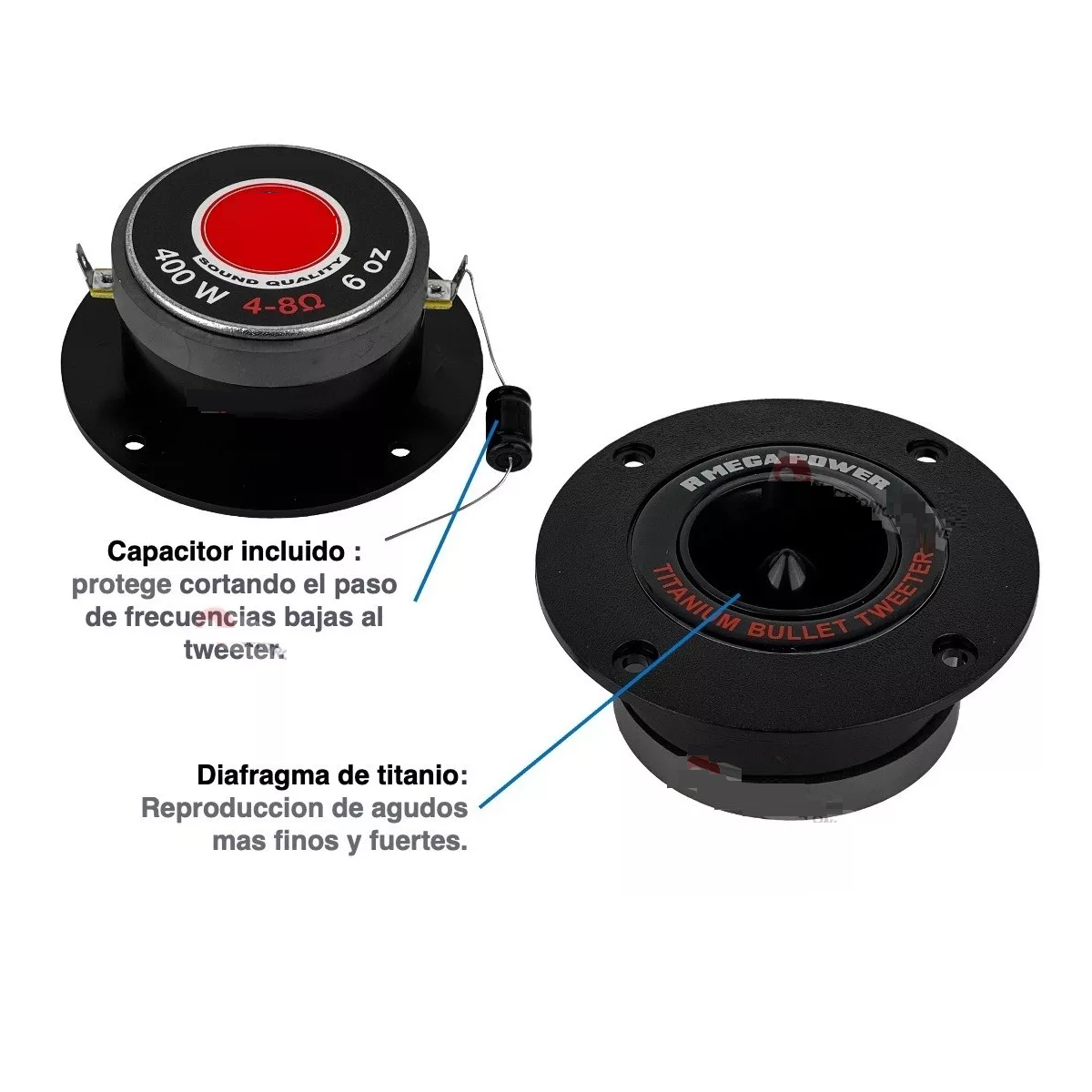 Foto 3 pulgar | Super Tweeters Bala 400w de Titanio Eo Safe Imports ESI-11720 Negro 1 Par
