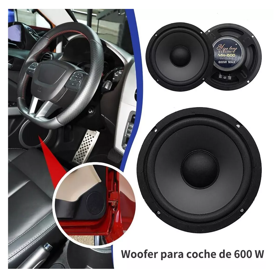 Foto 3 pulgar | Bocinas Para Auto 600w Speakers 2 Piezas Negro