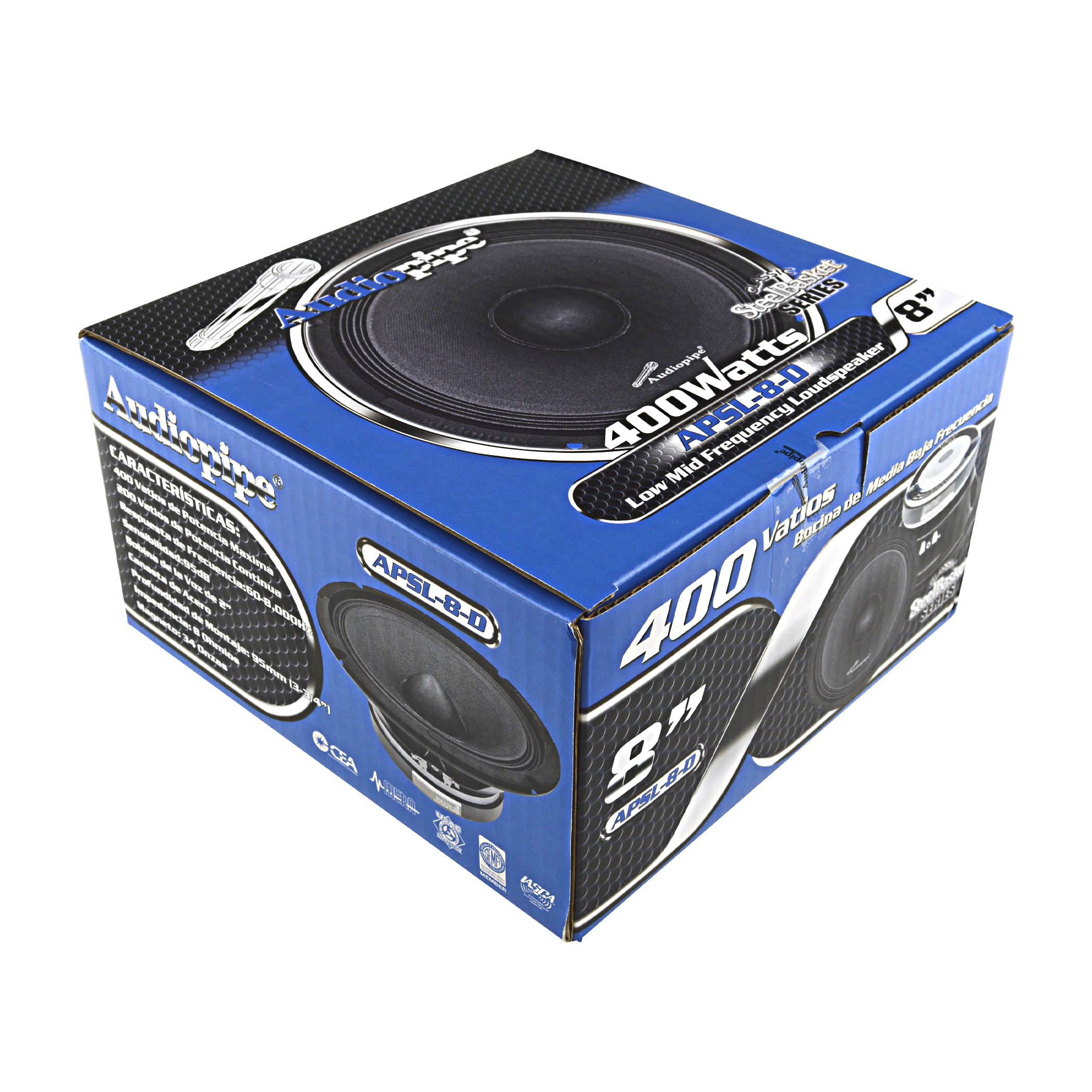 Foto 7 | Par Medios Rango 8 Pulgadas Audiopipe Apsl8d 800 Watts
