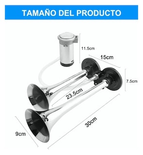 Foto 3 | Bocina De Aire Bimetálica Para Bocina De Doble Tubo 150db Plata/negro
