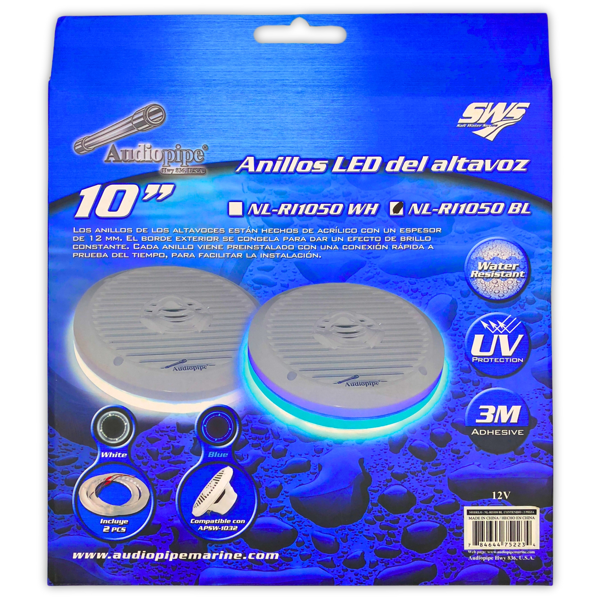 Foto 4 pulgar | Anillos Led Marinos Para Subwoofer Audiopipe Nlri1050blu 10 Plg Azul