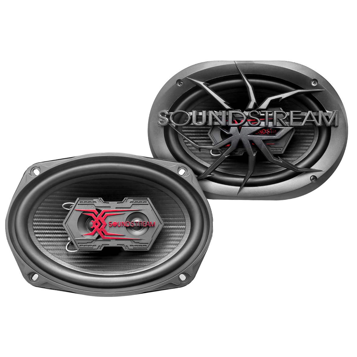 Bocinas Para Auto 6x9 Pulgadas Fibra Carbono 3 Vías Wnr Soundstream Color Negro Tarántula